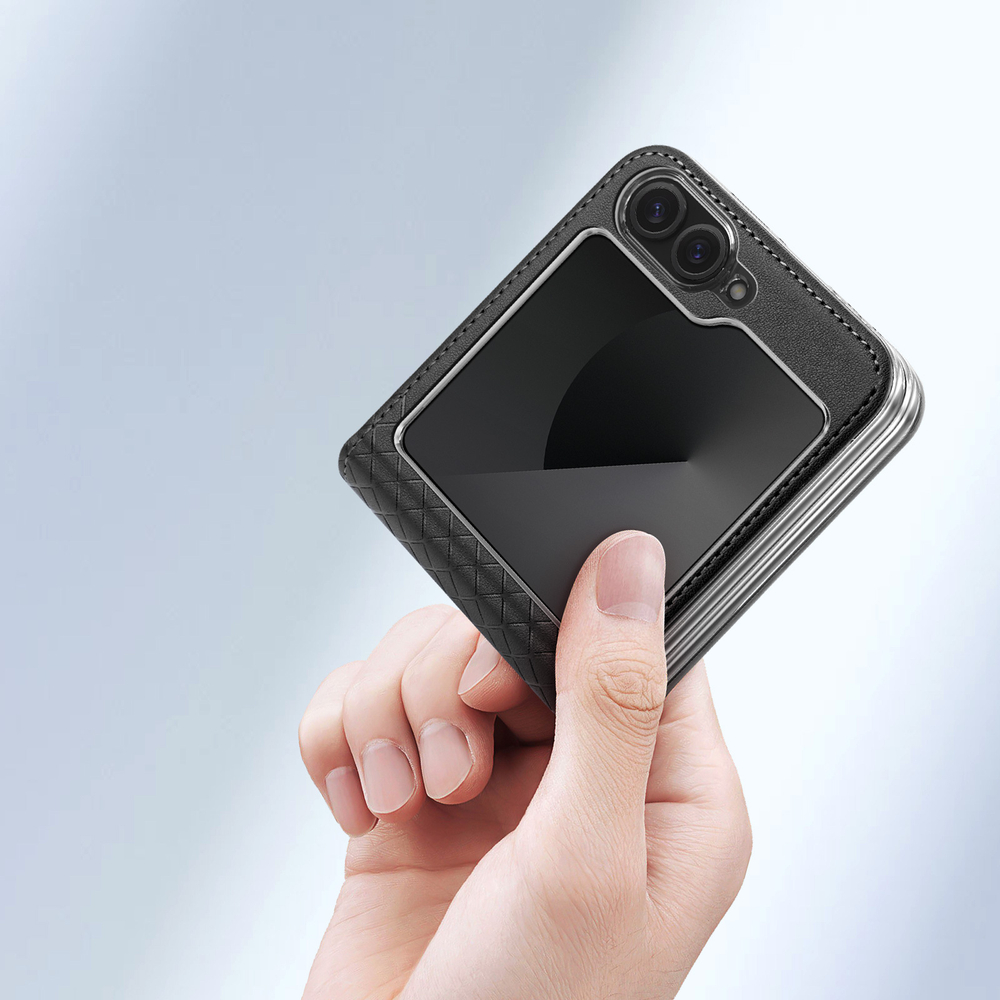 Чехол из кожи черного цвета от Dux Ducis для Samsung Flip 6, Flip 7 FE (W25), серия Bril Series Case