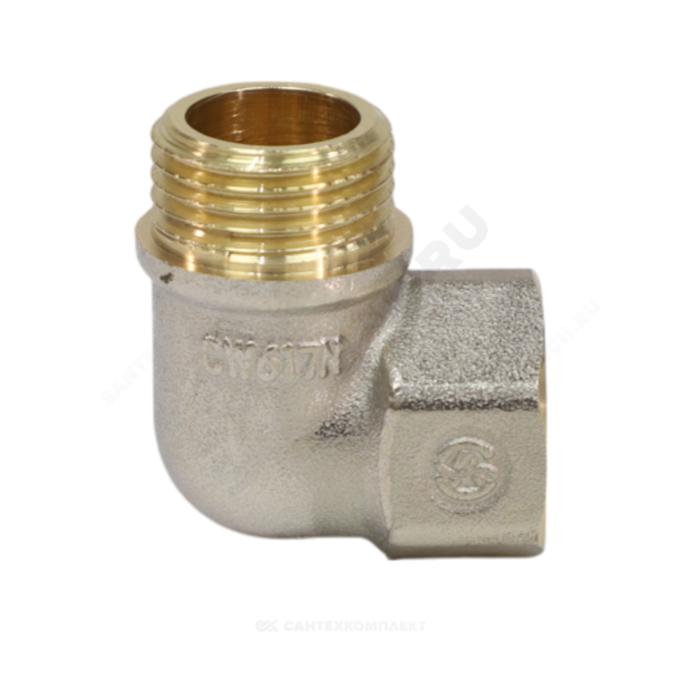 Угольник латунь никель реборда Ду 50 (2") ВР/НР 9006 ГОСТ 32585-2013 Aquasfera 9006-06