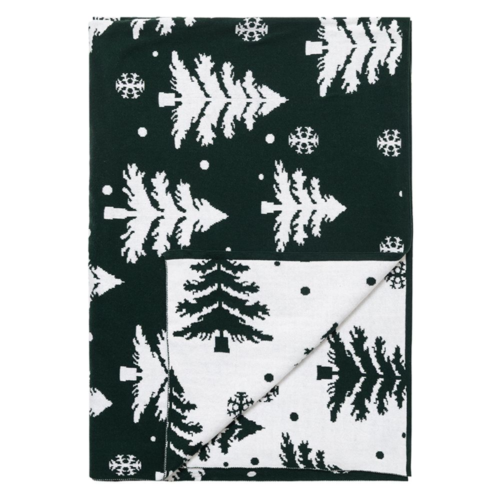 Плед вязаный с новогодним рисунком Морозный Лес из коллекции New Year Essential,130х180 см