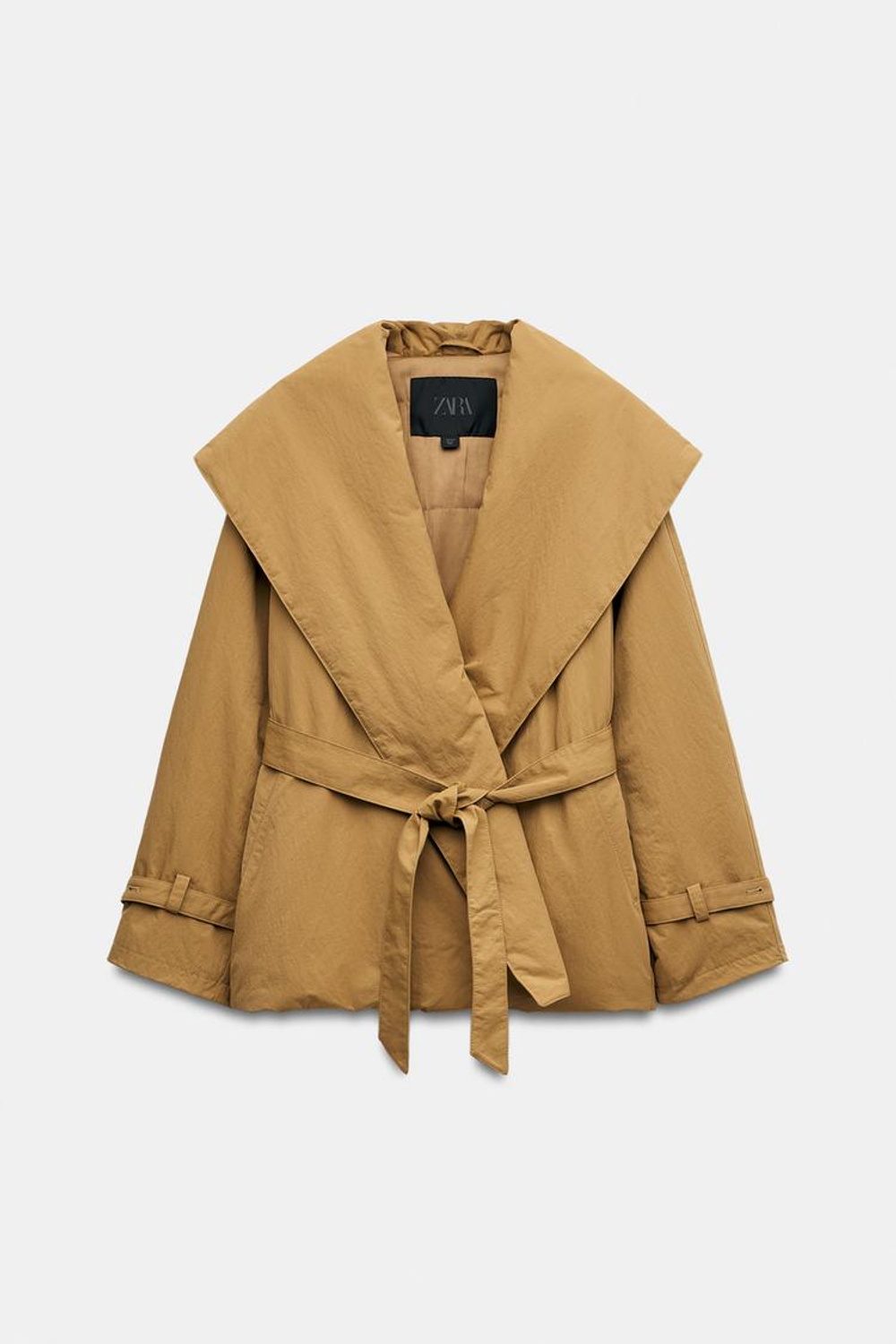 ZARA СТЕГАНАЯ КУРТКА ZW COLLECTION, БЕЖЕВЫЙ