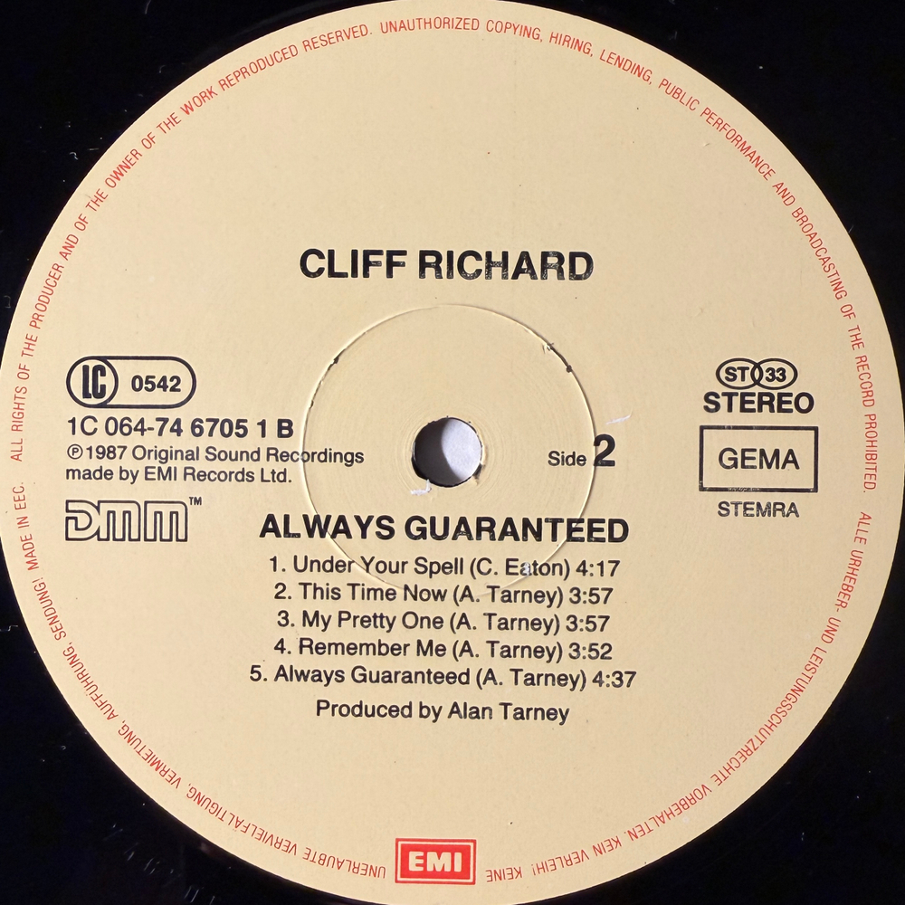 Cliff Richard ‎– Always Guaranteed (Европа 1987г.)