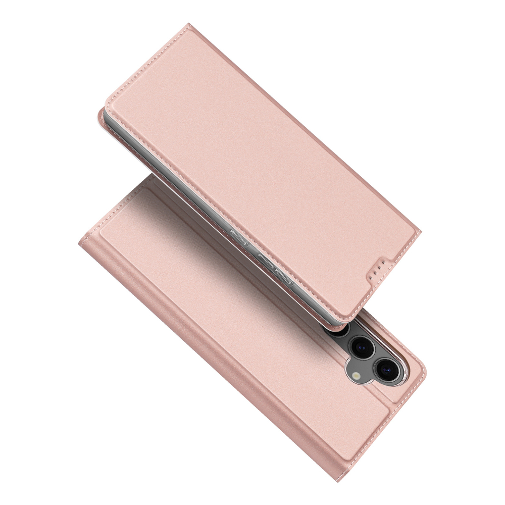 Чехол книжка из PU кожи розового цвета от Dux Ducis для Samsung Galaxy S24 FE, серия Skin Pro Series Case
