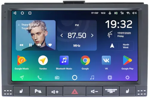 Магнитола для Volkswagen Touareg 2002-2010 (рамка с кнопками) - Teyes CC2 PLUS монитор 9" QLED, Android 10, Быстрая, SIM-слот