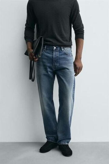 ZARA ДЖИНСЫ STRAIGHT FIT, СИНИЙ