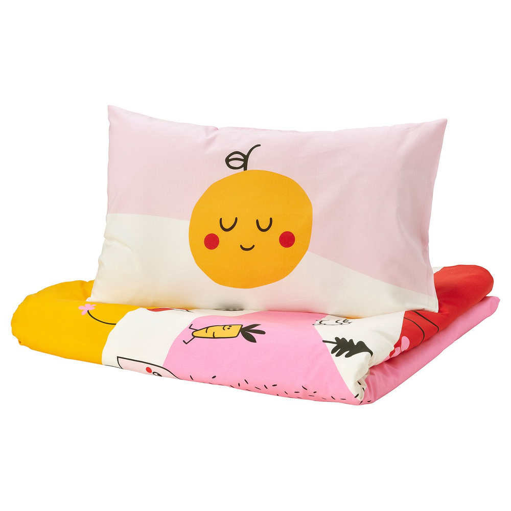 IKEA GRÖNFINK  (ИКЕА ГРЁНФИНК)  -  Пододеяльник и наволочка для кроватки - разноцветный/в полоску 110x125/35x55 см