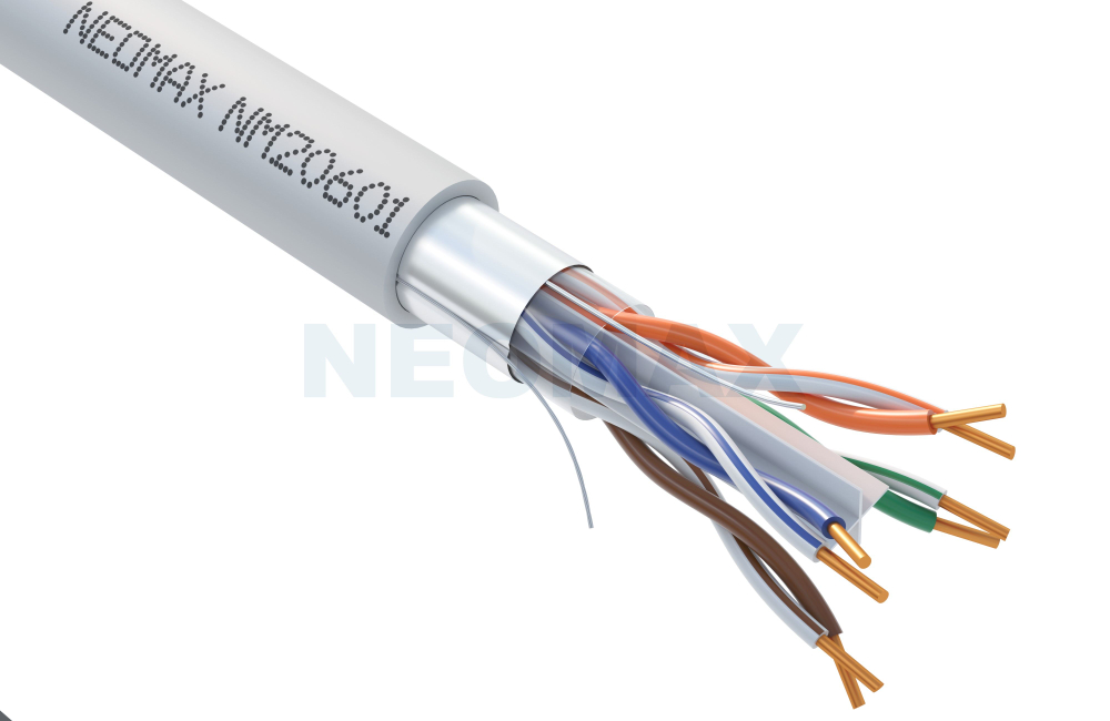 Кабель витая пара NEOMAX NM20601-040М-P F/UTP cat.6 4 пары (40 м) 0.57 мм (23 AWG) одножильный, чистая медь, PVC jacket