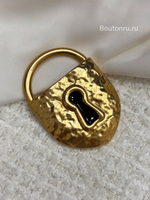 Брошь Скиап. крупная замок с черной эмалью