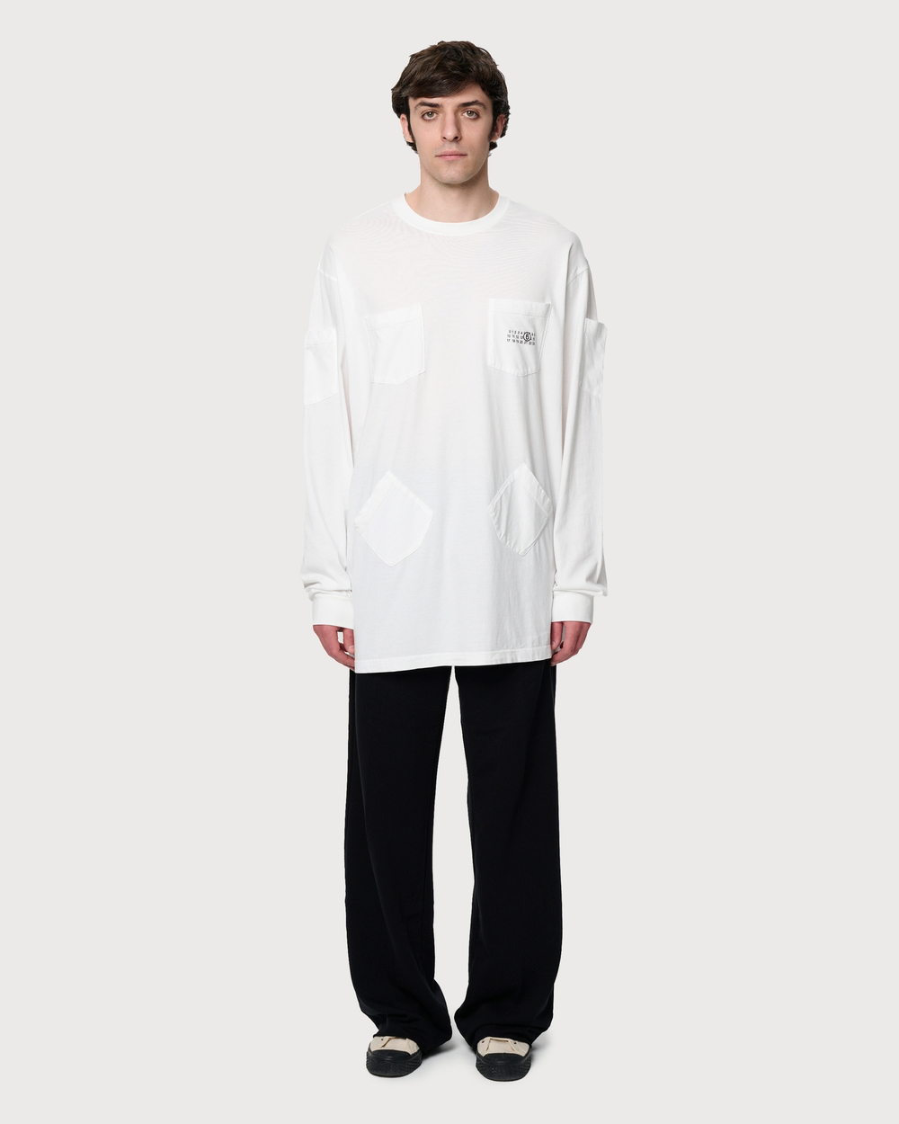 MM6 MAISON MARGIELA ЛОНГСЛИВ С КАРМАНАМИ МУЖСКОЙ БЕЛЫЙ