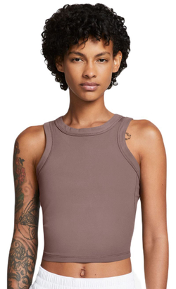 Женский топ теннисный Nike One Fitted Dir-Fit Short Sleeve Crop Tank - smokey mauve/black
