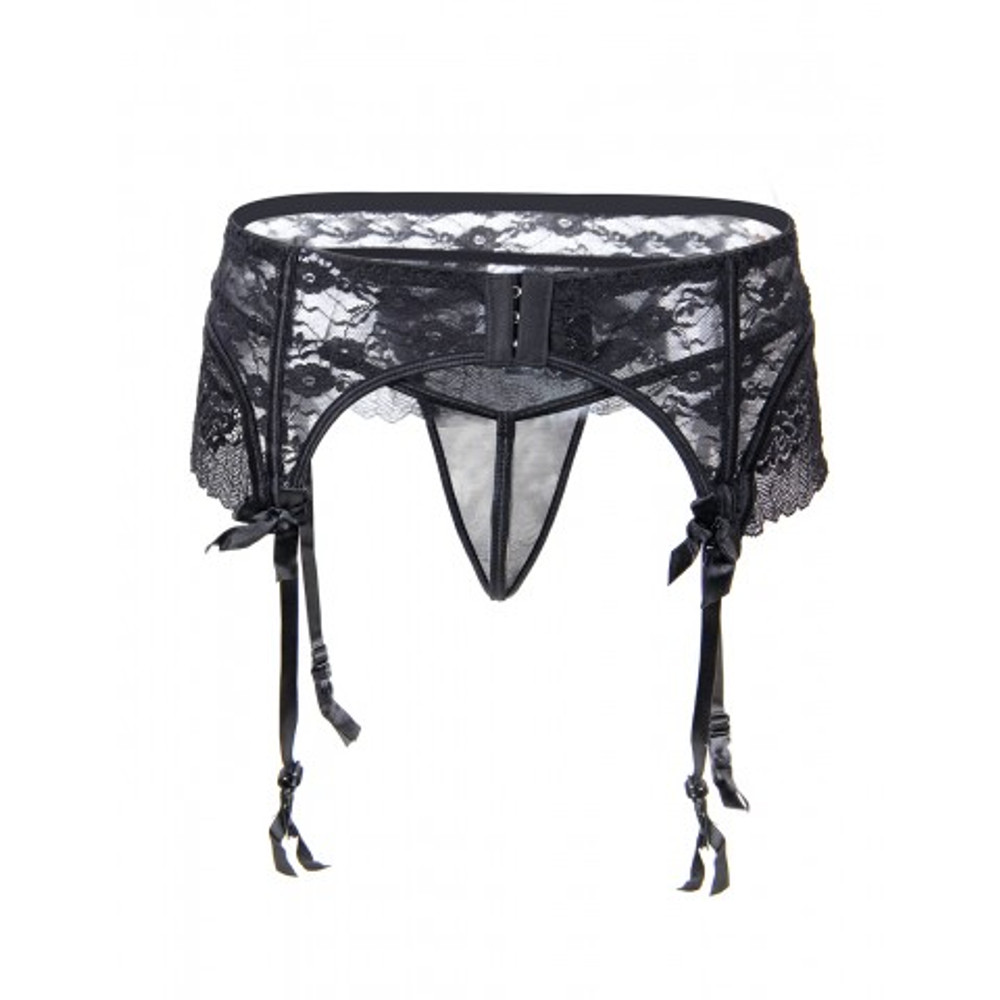 Кружевной пояс для чулок Black Sexy Lace, M-L