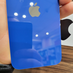 Крышка для iPhone 12 - задняя стеклянная панель "премиум качество" (синего цвета)