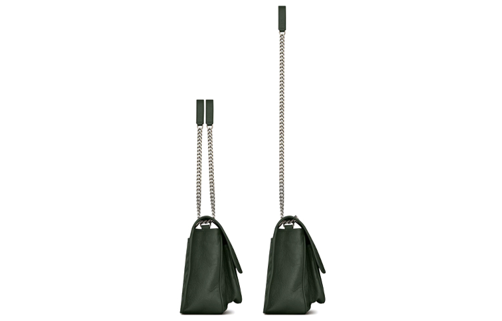 SAINT LAURENT Niki Cow Leather Hobo Bag, Crossbody Bag, Shoulder Bag Women"s Dark Green