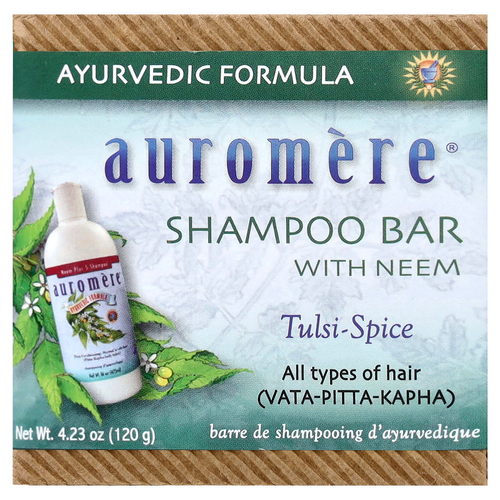 Auromere, Shampoo Bar with Neem, Tulsi-Spice, 4.23 oz (120 g)
