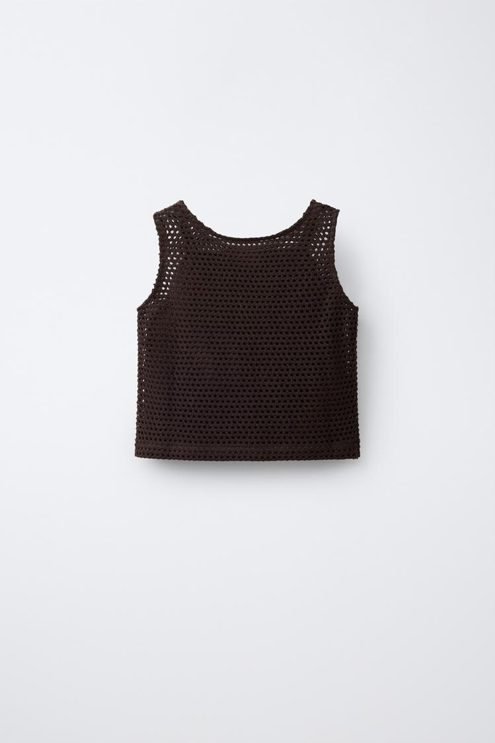 ZARA ТОП ИЗ КРУЖЕВА КРОШЕ С ЦВЕТАМИ, КОРИЧНЕВЫЙ