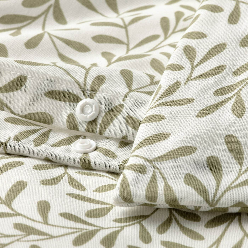 IKEA SORGMANTEL (ИКЕА СОРГМАНТЕЛ) — Пододеяльник и наволочка, белый/зеленый, 150x200/50x60 см, фото 4