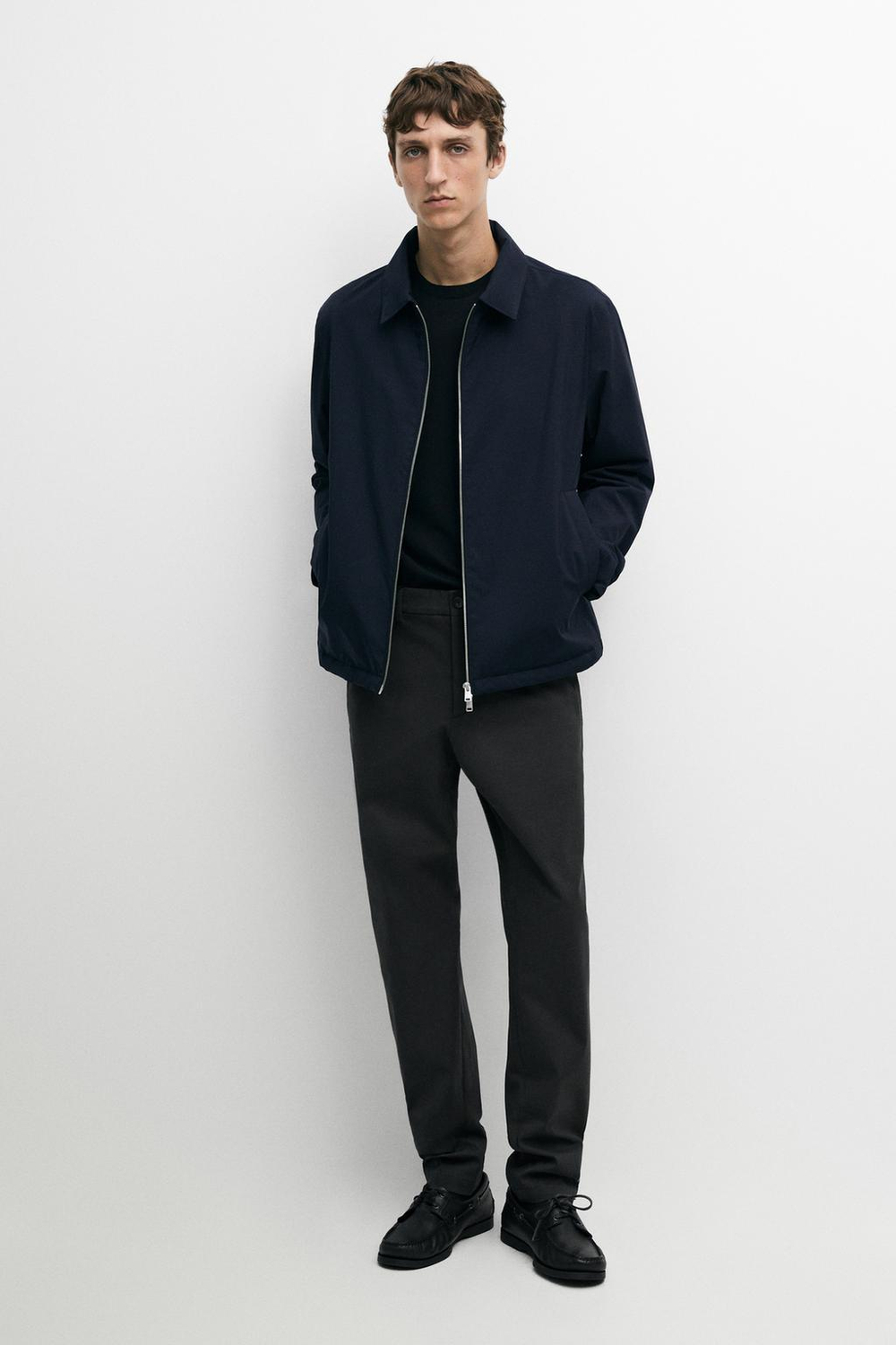 Massimo Dutti Зауженные брюки из смесового хлопка, серый