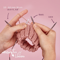 СПИЦЫ ЧУЛОЧНЫЕ ГИБКИЕ, СУПЕРГЛАДКИЕ ADDICRASY TRIO UNICORN LONG, 30 см