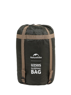 Спальный мешок Naturehike U250S  с капюшоном, коричневый (NH20MSD07), молния слева