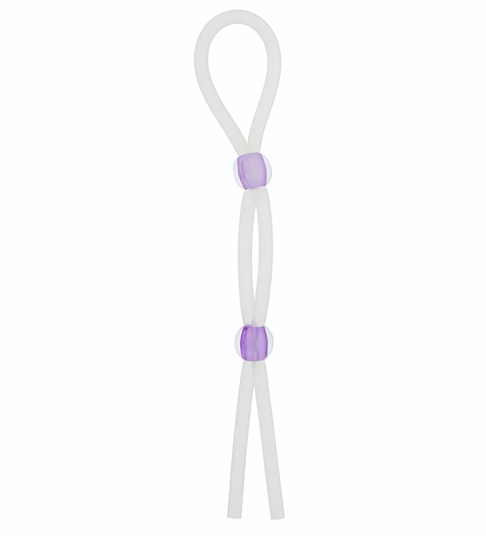 Прозрачное эрекционное кольцо-лассо SILICONE LASSO COCK RING DUAL BEADS (Цвет: прозрачный)