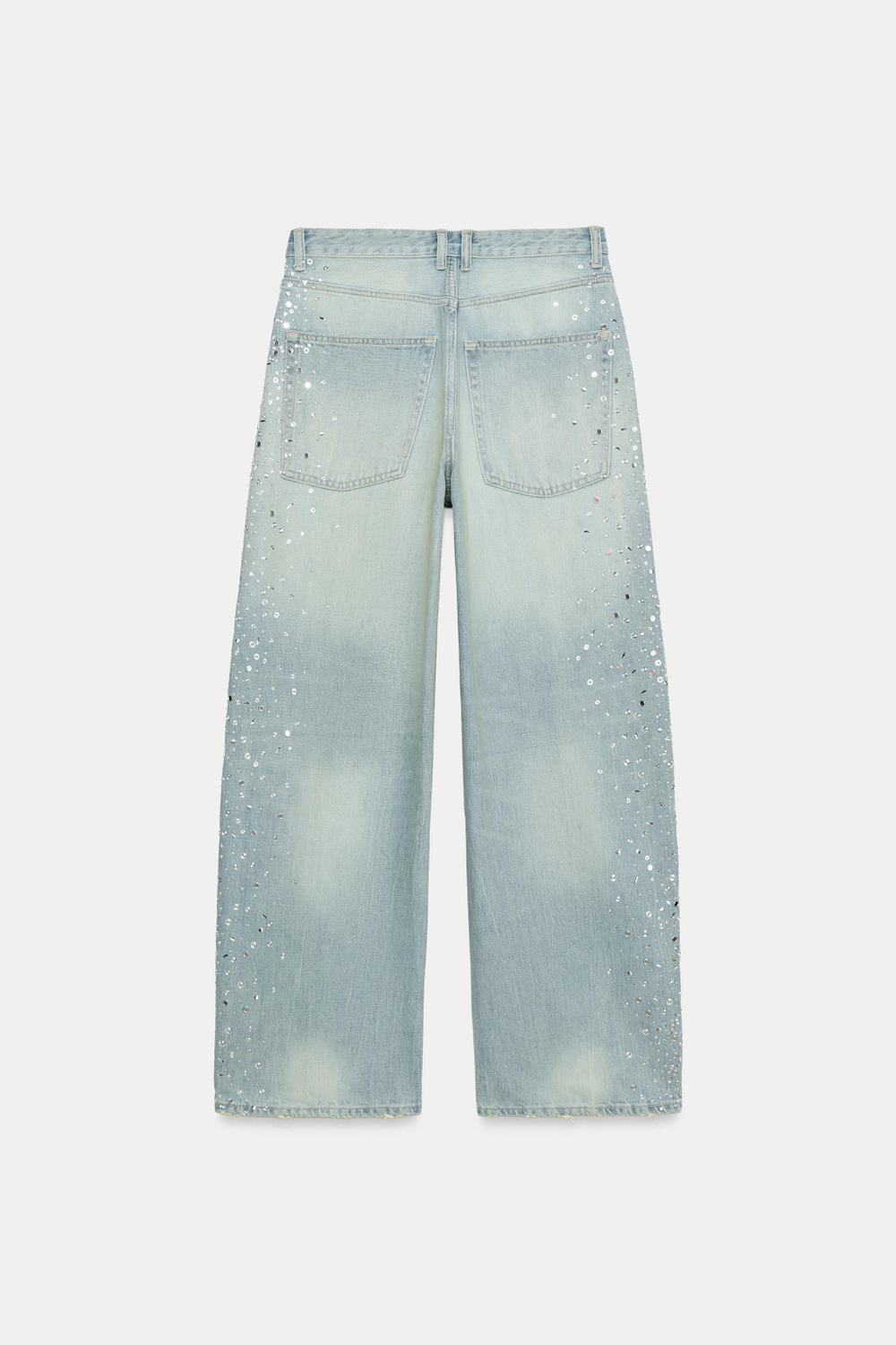 ДЖИНСЫ TRF BAGGY СО СТРАЗАМИ — ZARA