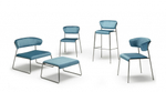 Кресло лаунж с обивкой Scab Design Lisa Lounge, черный глянцевый никель, голубой