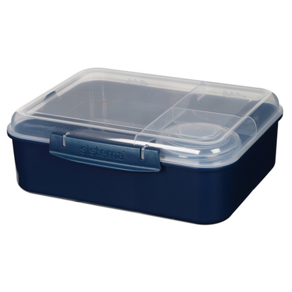 Контейнер со съемными разделителями 1.65л Sistema Bento Box Renew синий