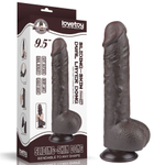 Коричневый фаллоимитатор 9.5 Sliding Skin Dual Layer Dong на присоске - 24 см. (Цвет: коричневый)