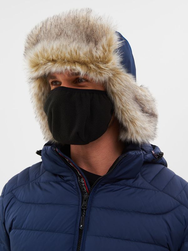 Шапка ушанка зимняя Yakutia цвет Тёмно-синий ткань Galaxy Breathable иск. мех Волк