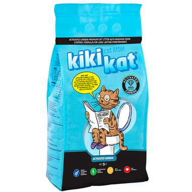 Наполнитель Kikikat комкующийся супер-белый активированный уголь для кошек 10 л