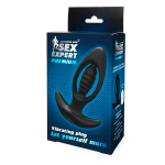 Черный анальный вибромассажер 12,6см с пультом ДУ Bior Toys Sex Expert SEM-55239