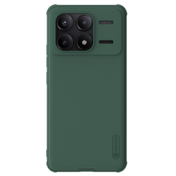Чехол зеленого цвета (Deep Green) от Nillkin c встроенным круглым магнитом для Xiaomi Poco F6 Pro, серия Super Frosted Shield Pro Magnetic Case