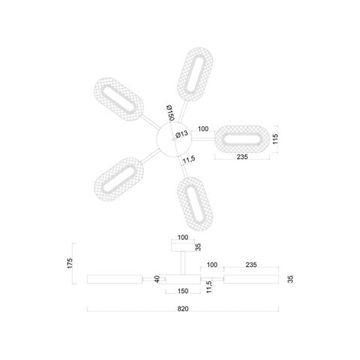 Потолочный светодиодный светильник 51W 3000К/4200K/6500К A2489PL-5GO золото Ovale Arte Lamp