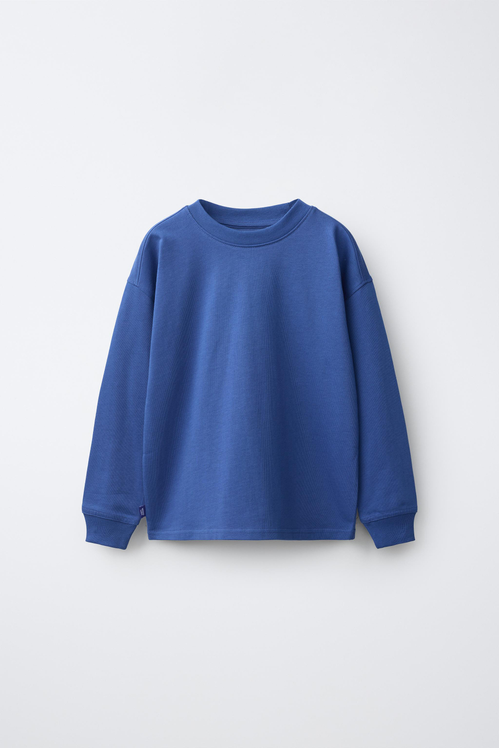 ZARA ФУТБОЛКА ИЗ ПЛОТНОГО ХЛОПКА, ЯРКО-СИНИЙ