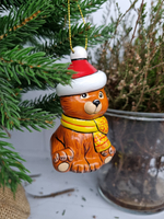 Котик в шапочке ёлочная игрушка из фарфора