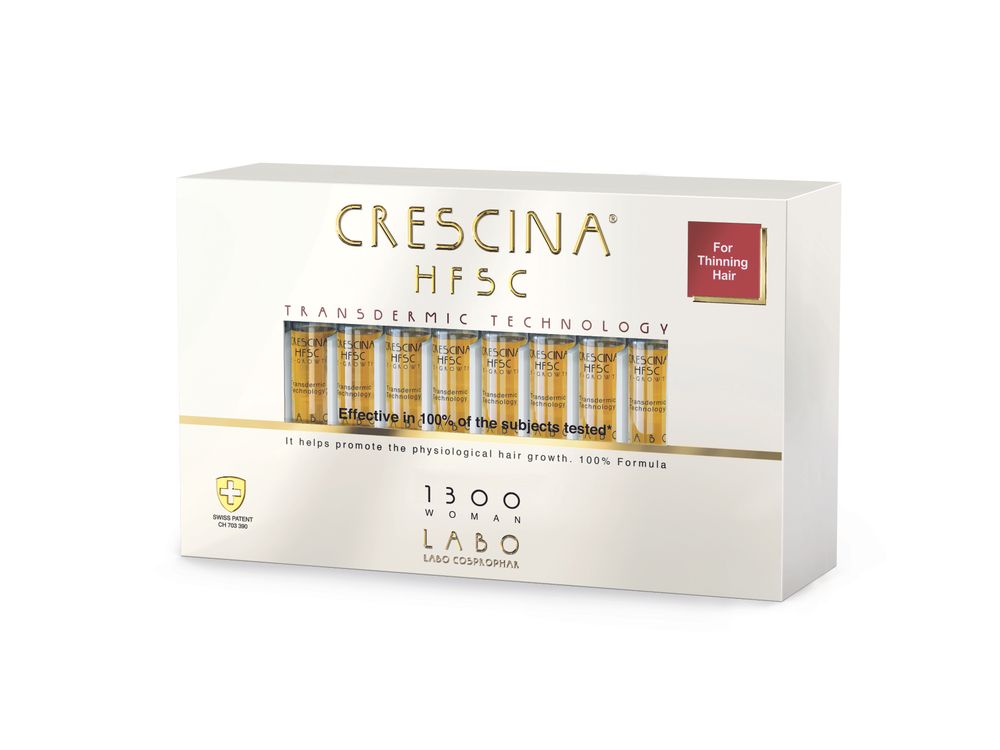 Crescina Transdermic HFSC 100% RE-GROWTH лосьон для возобновления роста волос для женщин. Дозировка 1300 / 20 ампул по 3,5 мл