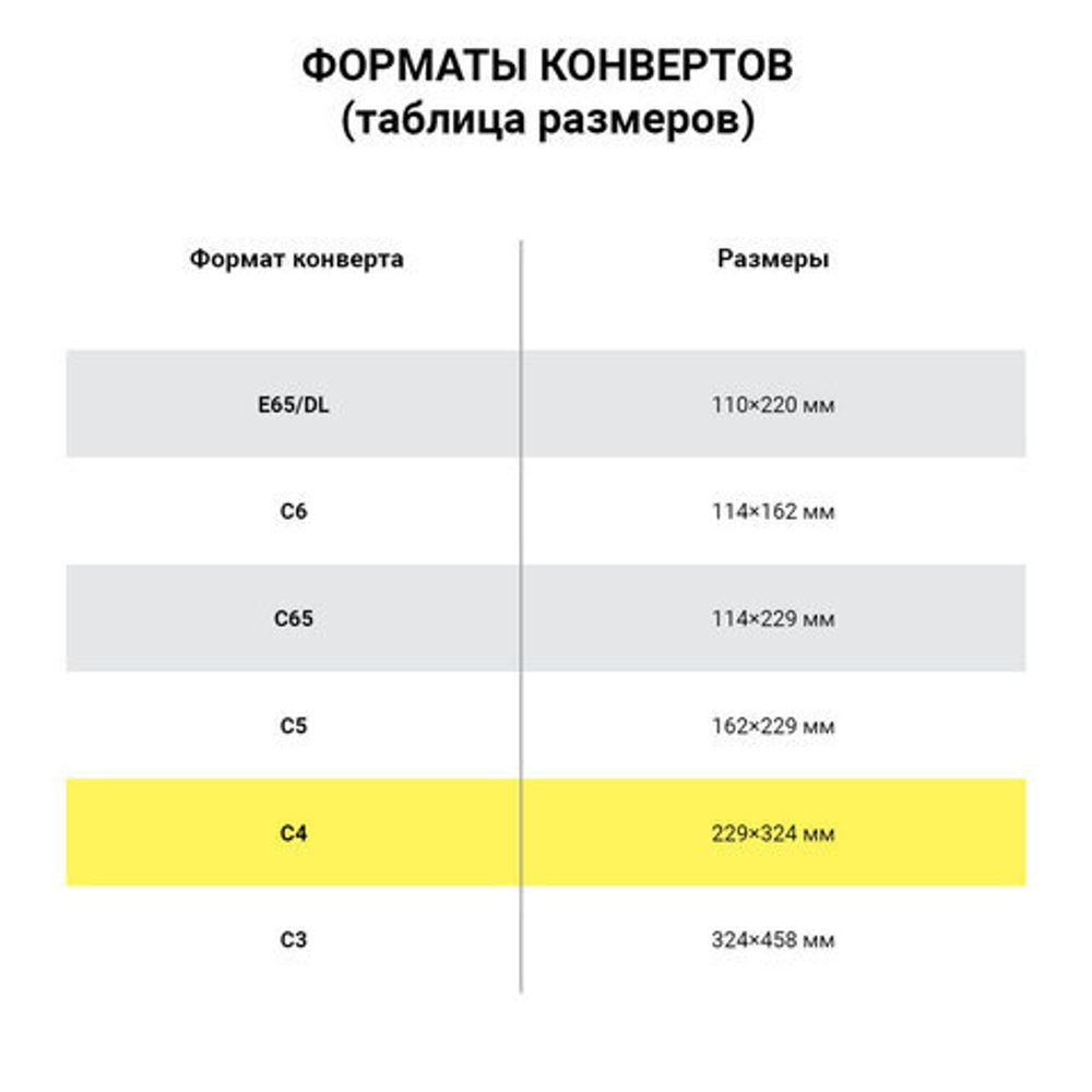 Конверты С4 (229х324 мм), отрывная лента, 100 г/м2, КОМПЛЕКТ 500 шт., 41773