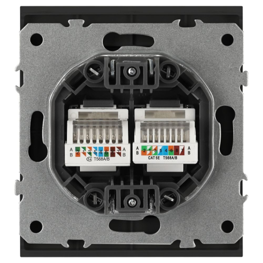Розетка ЭРА Arktik 16-3108-05 информационная двойная 2XRJ45 антрацит | Эра Arktik