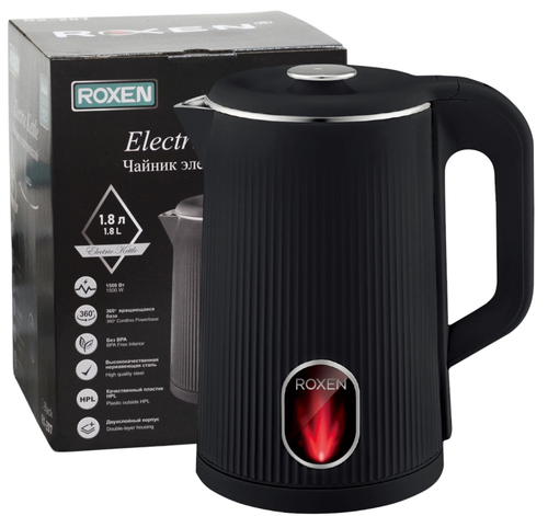 RX-207 (ROXEN) электрочайник пластмас/металл 1,8л Grey 1500Вт