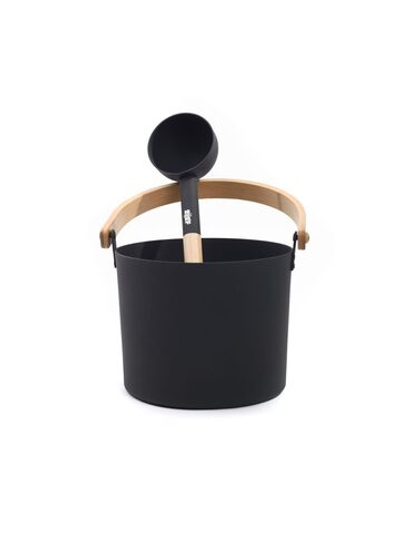Набор SIMPLE BLACK Шайка 9л + черпак 0,2л ручки бамбук