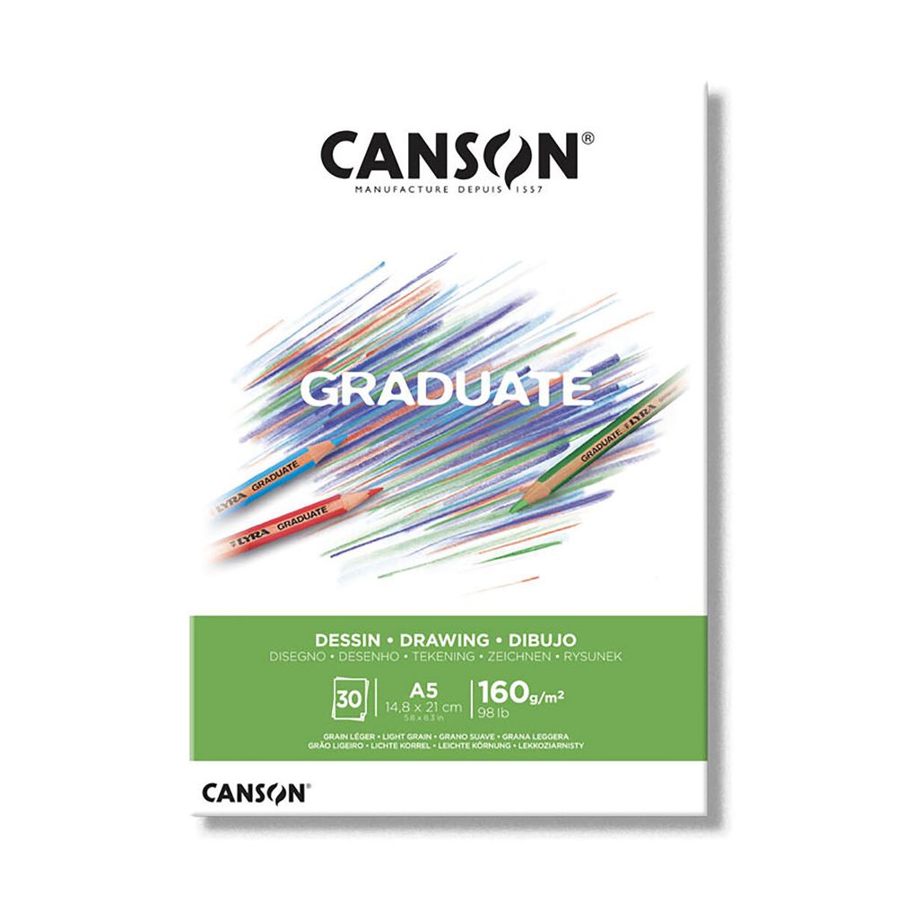 Альбом для смешанных техник Graduate Drawing 160 г/м², A5 склейка с одной стороны 30 л, Canson C400110364