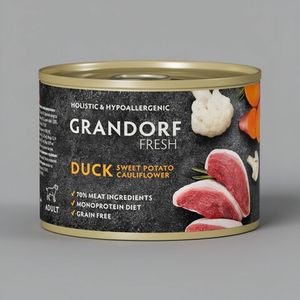 Консервы GRANDORF FRESH для собак, паштет из утки с бататом и цветной капустой