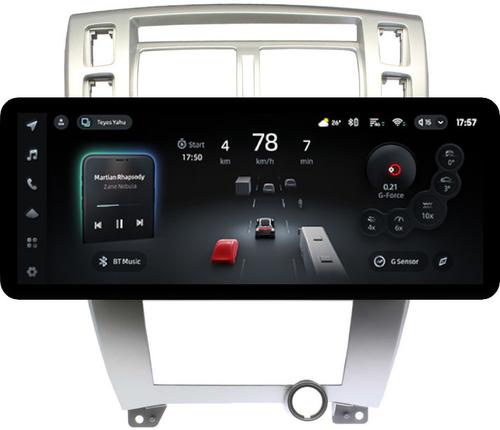 Магнитола для Hyundai Tucson 1 2004-2009 (рамка серебро) - Teyes CC4PRO монитор 12.3" 2K QLED + рамка 10, Android 13, Быстрейшая, Snapdragon 778G, ИИ, CarPlay, DSP, 4G SIM-слот