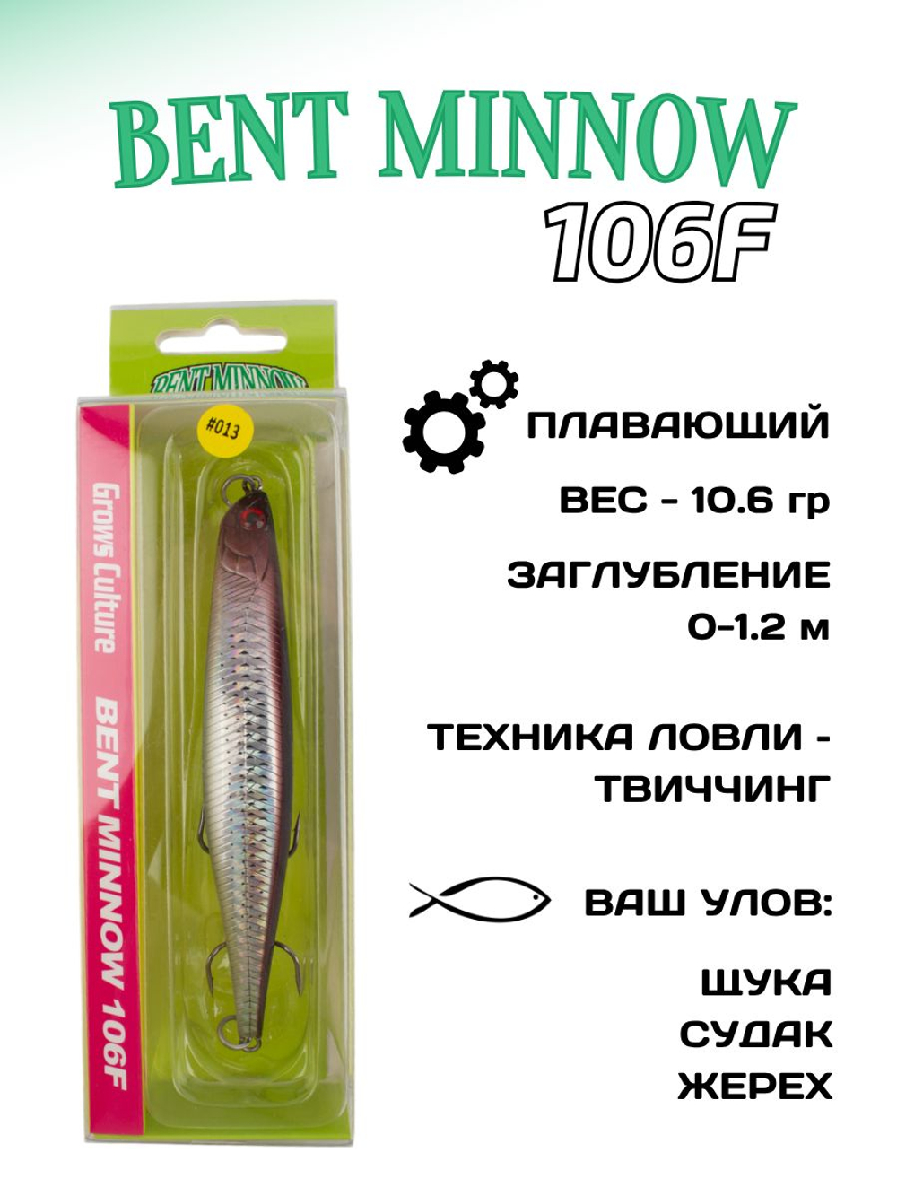 Воблер минноу Bent Minnow 106F 10.6 г цвет #013