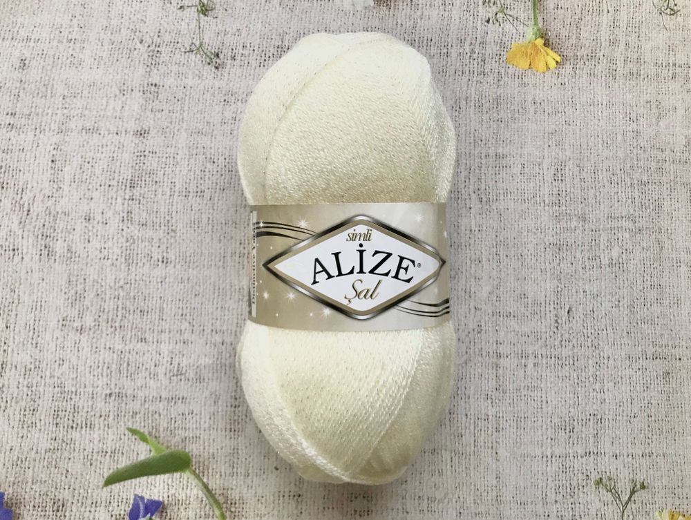 Пряжа ALIZE "Simli Sal". 62 молочный