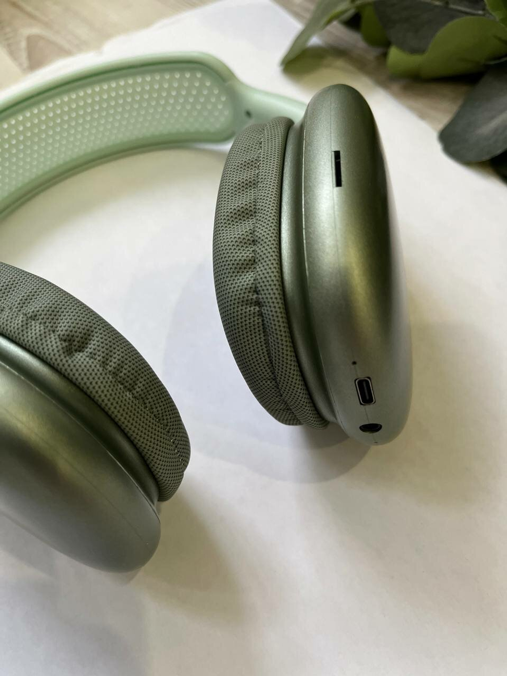 Наушники Pods Max с кожаным чехлом зеленый\мятный