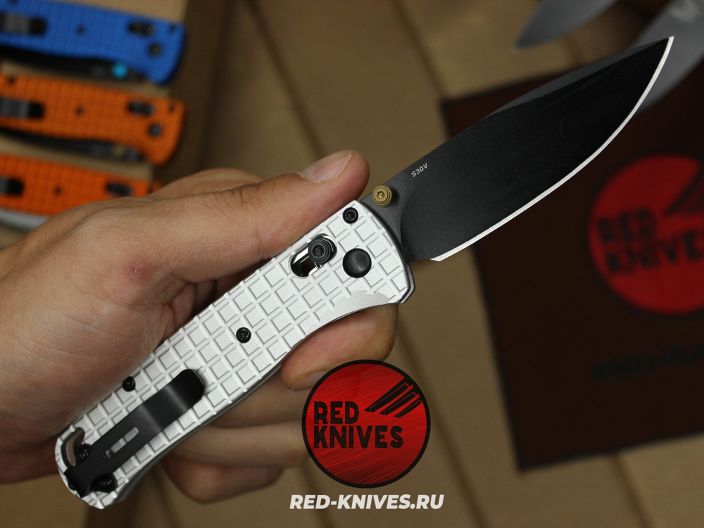 Нож Benchmade 535 Алюминий Frag A+++ - белая рук., черный клинок RK/Н64