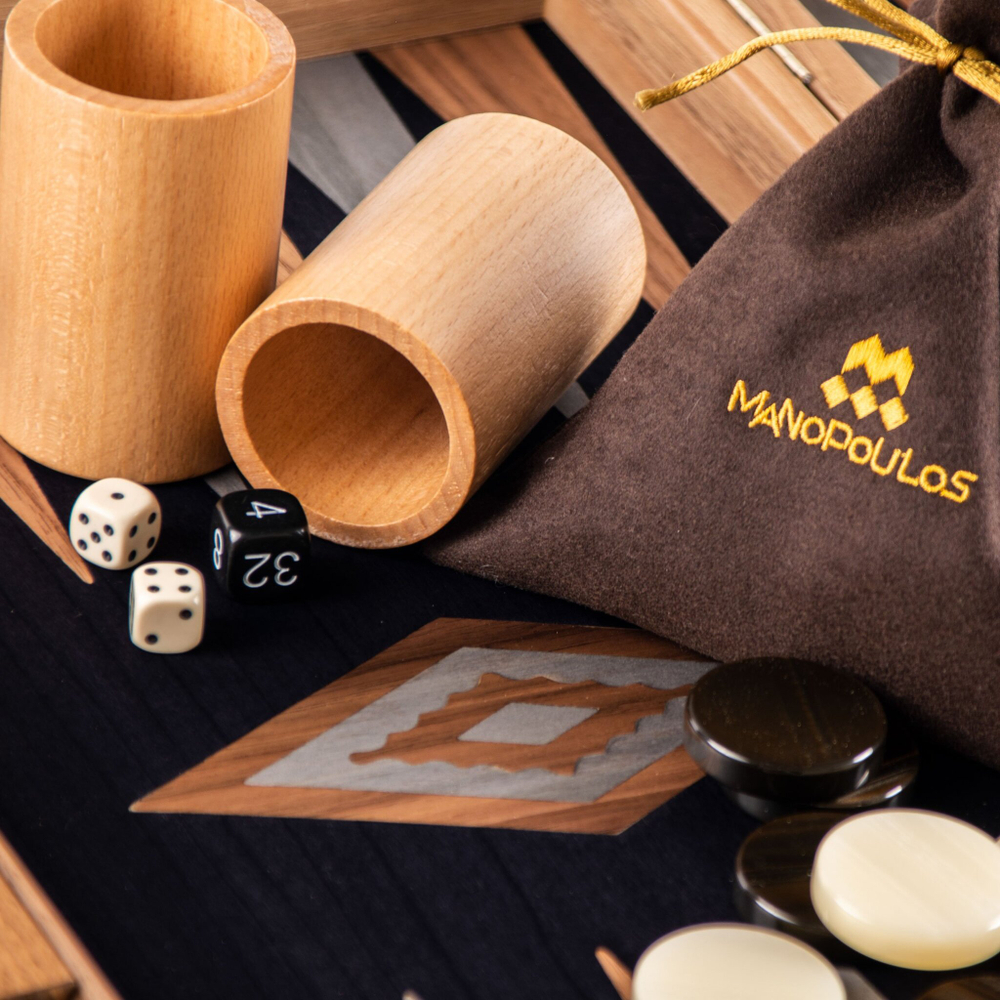 Нарды BACKGAMMON Нарды с боковыми стойками Manopoulos Черный / Серый / Коричневый