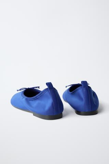 ZARA БАЛЕТКИ С БАНТИКОМ, СИНИЙ