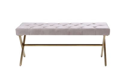 Банкетка велюровая 45x42x110см Garda Decor бежевая на стальныx опораx