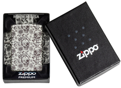 Зажигалка Zippo Skeleton с покрытием Glow in the Dark Green, латунь/сталь, серая, 38x13x57 мм